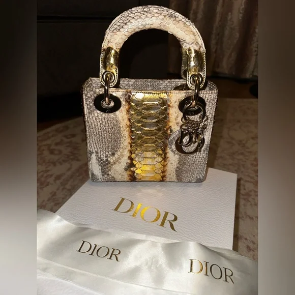 Lady Dior in Rare Gold/Bronze Python - Picture 1 of 14
